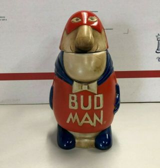 Vintage 1970s Ceramic & Metal Budweiser Advertising Bud Man Beer Stein