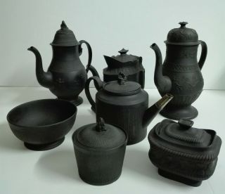 Vintage Wedgwood Black Basalt Porcelain Set