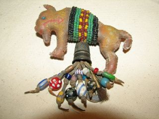 Vintage Antique Native American Sioux Umbilical Cord Beaded Fetish Buffalo