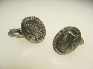 Rare Historical Vintage Silver Ss Costa Rica Victory Ss Groote Beer Cufflinks