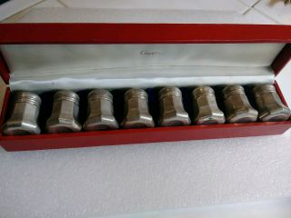 Cartier Sterling Silver Salt Shakers Set Of 8,  Including Display Box 925 Vintage