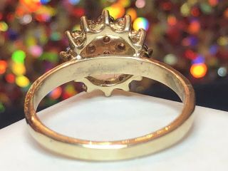 VINTAGE ESTATE 14K GOLD NATURAL DIAMOND RING CLUSTER FLOWER ENGAGEMENT WEDDING 10