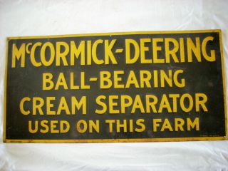 Vintage Ih Farmall Mccormick Deering Cream Separator Embossed Tin Sign