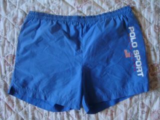 Vintage Rare Ralph Lauren Polo Sport Blue Trunks Shorts Size L