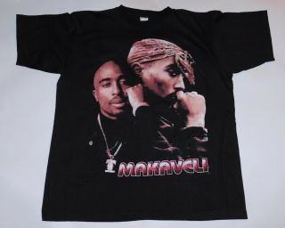 Vtg 90s Tupac Shakur Makaveli 1996 Rap Double Sided Bay Club T Shirt Xl