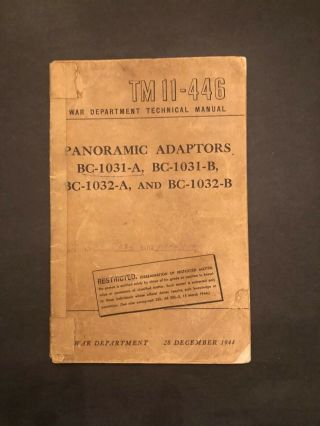 U.  S.  Army Wwii Tm 11 - 446 Panoramic Adaptors Bc - 1031 - A & B Bc - 1032 - A & B