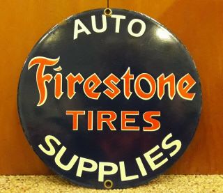 Vintage Firestone Tires Auto Supplies Gas Porcelain Oil Advertising Signs