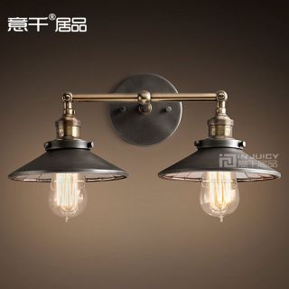 2 Heads 22cm Iron Vintage Retro Lamp Edison Rh Loft Wall Light Mirror For Cafe