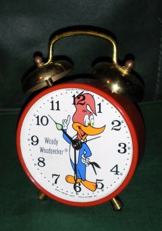 Walter Lantz Vintage Woody Woodpecker Clock Minty Animated Alarm Clock