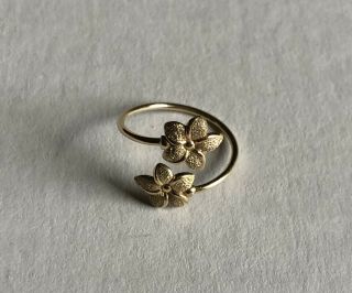 Vintage 14k Solid Gold Jmd Adjustable Flower Ring.  8g Look