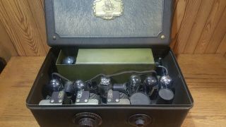 Vintage Atwater Kent Model 37 Receiving Set Metal Case Tubes