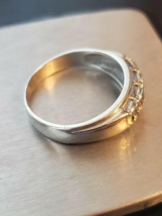 Vintage Men ' s 14K White Gold & Diamond Wedding Band Statement Ring Size 9.  25 2