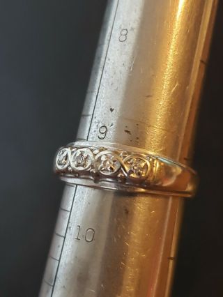 Vintage Men ' s 14K White Gold & Diamond Wedding Band Statement Ring Size 9.  25 5