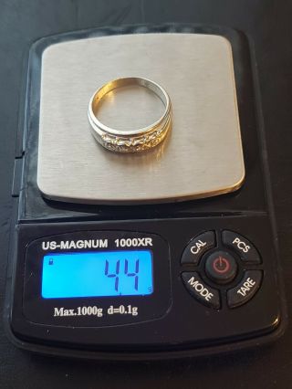Vintage Men ' s 14K White Gold & Diamond Wedding Band Statement Ring Size 9.  25 7