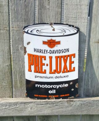 Harley Davidson Die Cut Porcelain Sign Motorcycle Gas Oil Station Shop Vintage