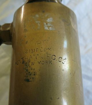 Simplex Nathan Mfg Co Brass Oiler Lubricator Steam Engine Vtg Old Antique 4