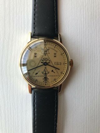 Masonic Watch Pobeda Military Vintage Wristwatch Mens Soviet Ussr Rare