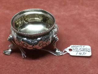 A Antique Solid Silver Open Salt Pot By Henry Wilkinson Hm Sheffield 1891