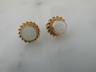 A Fabulous 9 Ct Gold Decorative Opal Earrings