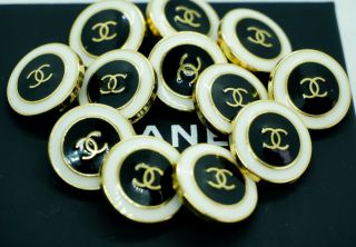 100 Chanel Buttons Set Of 12 Vintage Cc Logo 3/4 Inch 20 Mm.  Set Of 12