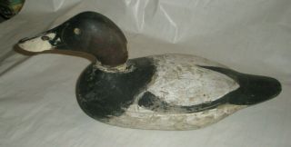 Vintage Antique Solid Wood Painted Duck Decoy Glass Eye Unusual Beak 5