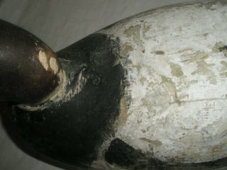 Vintage Antique Solid Wood Painted Duck Decoy Glass Eye Unusual Beak 7