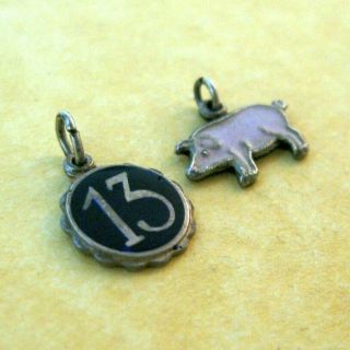 Vintage German Enameled Good Luck Charms Lucky 13 Lucky Pig 2