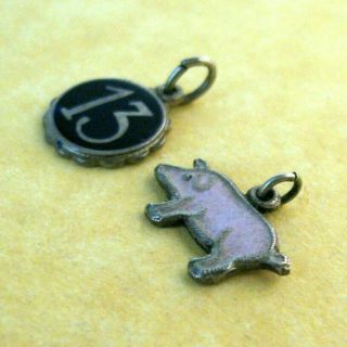 Vintage German Enameled Good Luck Charms Lucky 13 Lucky Pig 3