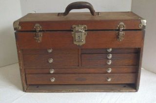 Vintage Gerstner Oak Machinists Tool Box