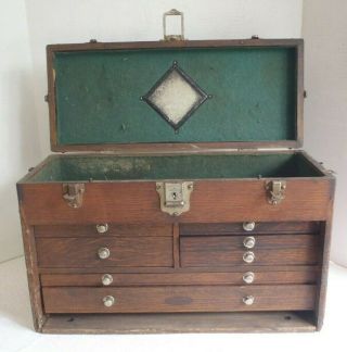 Vintage Gerstner Oak Machinists Tool Box 2