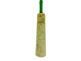 Zimbabwe Signed Tour Of England Mini Cricket Bat 2003 Rare,