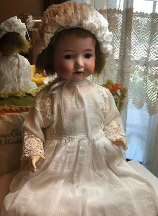 Antique Germany Heubach Bisque Head Doll 320 7 21 " Tall Teeth Fixed Eyes