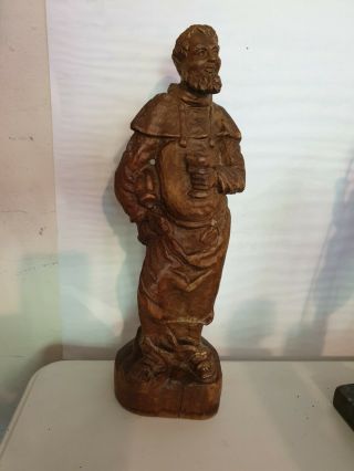 Large Wood Carving Monk Vintage Swiss/black Forest 38cm Tall