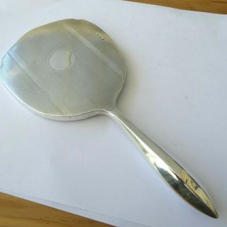 Vintage Silver Hand Mirror Engined Turned Decoration Hm 1930 - 8.  9 Inches Long