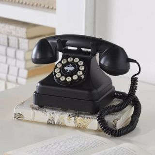 Black Retro Classic Desk Phone Vintage Rotary Push Button Digital Antique Cord