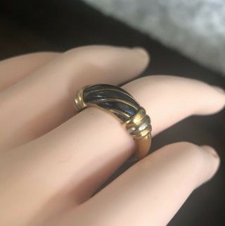 Cartier 18k Multi Tone Gold Hematite Braided Top Vintage Ring Size 6.  75