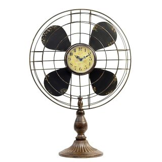 Old Fashion Vintage Retro Industrial Style Table Fan Clock Rustic Home Decor