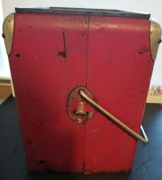 Antique Vintage 1950s Coca - Cola Coke Red Metal Cooler Ice Chest Soda Pop 5