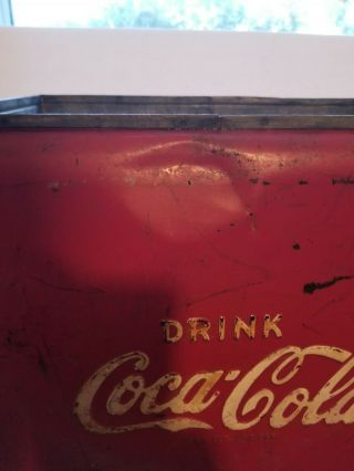 Antique Vintage 1950s Coca - Cola Coke Red Metal Cooler Ice Chest Soda Pop 7