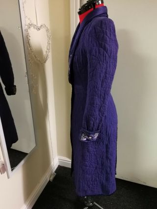 Vintage 1930s / 1940s Style Embroidered Evening Coat - Purple - Size XS 3