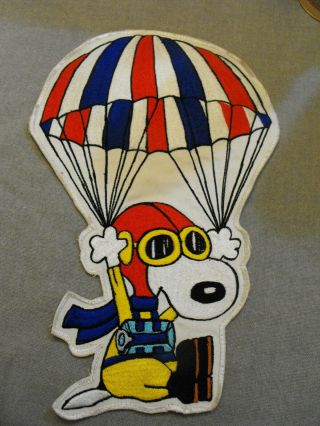 Vintage Snoopy Red Baron Flying Ace In Parachute Patch Huge
