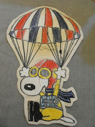 VINTAGE SNOOPY RED BARON FLYING ACE IN PARACHUTE PATCH HUGE 3