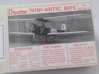 Vintage Proctor Mini Antic Bipe 1/6 Scale Model Airplane Kit 56.  75 " Span.  40 - 45