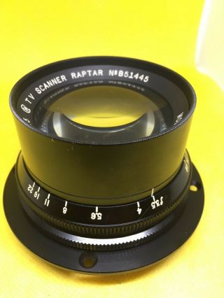 Vintage large format camera lens Wollensak - Dumont TV SCANNER Raptar 180mm 2