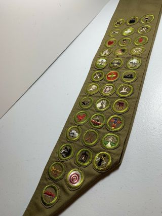 Vintage 1940s 1950s Boy Scout Sash With 36 Antique Merit Badges