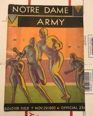 Rare 1930 Army Vs Notre Dame Football Program Knute Rockne Vintage Chicago