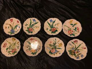 Set 10 Vintage Nove Made In Italy Floral Painted Plates 8 " Plates Various Flower