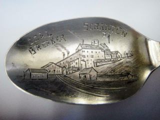 Antique Large Size Sterling Silver Souvenir Spoon Full Figural Miner Handle 4