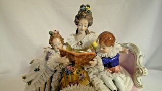 Gorgeous Vintage Volkstedt Dresden Lace Figure Mother with Children Group 2