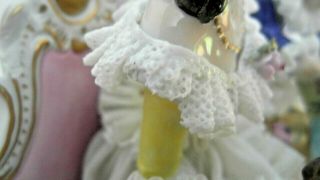 Gorgeous Vintage Volkstedt Dresden Lace Figure Mother with Children Group 7